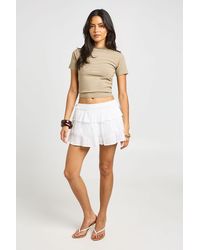 Boohoo - Ruffle Lace Tiered Mini Skort - Lyst