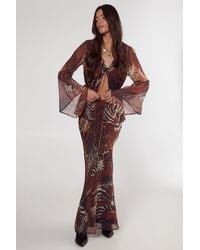 Nasty Gal - Mixed Animal Crinkle Chiffon Bias Cut Maxi Skirt - Lyst