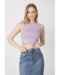 Hiccup - Knitted Crew Neck Crop Top - Lyst