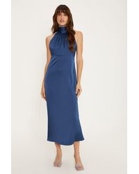 Oasis - Satin Halter Neck Midi Bridesmaids Dress - Lyst