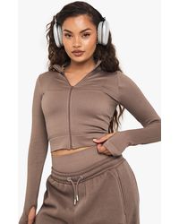 Boohoo - Basics Seamless Rib Zip Through Jacket - Lyst