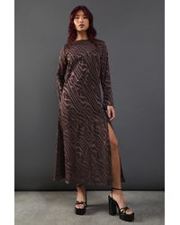 Warehouse - Petite Burnout Chiffon Column Long Sleeve Maxi Dress - Lyst