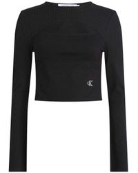 Calvin Klein - T-shirt Ck Jeans Milano Uitgesneden Lang - Lyst