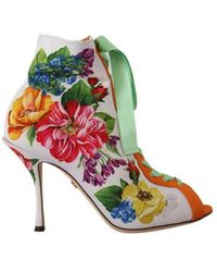 Dolce & Gabbana - Jersey Stretch Boots Open Toes Heels Shoes - Lyst