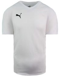 PUMA - Liga Jersey Core V-neck Short Sleeve White Football T-shirt 703509 04 - Lyst