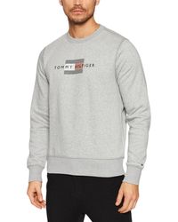 Tommy Hilfiger - Fleece Sweatshirt Pullover Crew Neck Embroidered Logo Top - Lyst