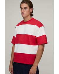 BoohooMAN - Oversized Colour Block Stripe T-Shirt - Lyst