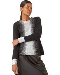 Roman - Foil Print Crew Neck Knit Jumper - Lyst
