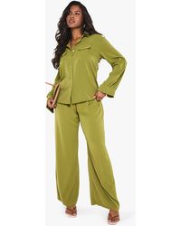 Boohoo - Woven Pleated Front Wide Leg Trousers - Lyst