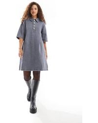 ONLY - Short Sleeve Denim Dress - Lyst