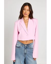 Boohoo - Tall Basic Woven Relaxed Fit Crop Blazer - Lyst