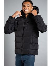 Tokyo Laundry - Black Hooded Padded Funnel Neck Jacket With Sherpa Lining Hood - Lyst