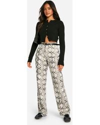 Boohoo - Snake Print Straight Leg Jean - Lyst