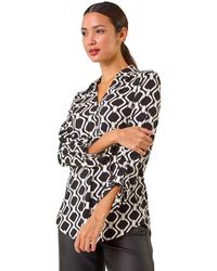 Roman - Mono Chain Print V-Neck Stretch Top - Lyst