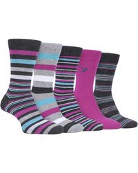 Farah - 5 Pack Natural Organic Bamboo Bright Striped Patterned Socks - Lyst