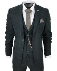 TruClothing - 3-delige Wolkostuum Olijfgroen Tweed Ruit Peaky Blinders 1920 Gatsby Formeel - Lyst