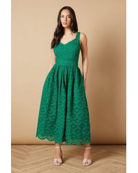Oasis - Embroidered Broderie Midi Dress - Lyst