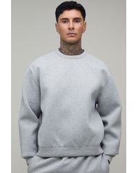 BoohooMAN - Tall Oversized Boxy Crew Neck Scuba Sweat - Lyst