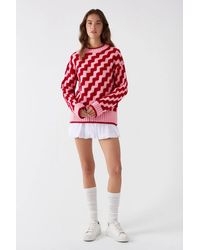 Hiccup - Zigzag Patterned Crew Neck Sweater - Lyst