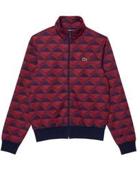 Lacoste - Robert George Sweatshirt Met Motief Jacquard En Volledige Rits /Zwarte Opdruk) - Lyst