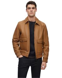 BOSS - Mylen Solid Patterned Ribbed Cuff Bomber Jacket - Lyst