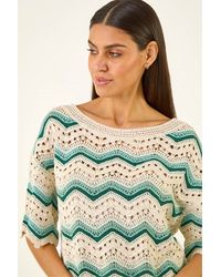 Roman - Crochet Wave Knitted Top - Lyst