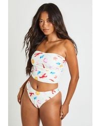 Boohoo - Ocean Print Tankini Bikini Top And High Leg Bottom - Lyst
