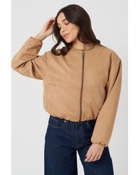 Brave Soul - Faux Suede Bomber Jacket With Oversized Sleeves - Lyst