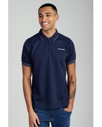 Firetrap - Regular Fit Textured Zip Up Polo Shirt - Lyst