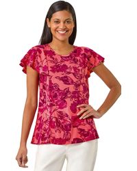 Roman - Angel Frill Sleeve T-Shirt - Lyst