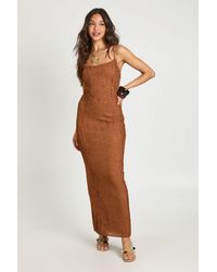 Boohoo - Textured Crochet Strappy Cami Maxi Dress - Lyst