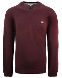 Lacoste - Plain Herren Burgund Sweater - Lyst