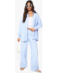 Boohoo - Stripe Drawstring Waist Wide Leg Trousers - Lyst