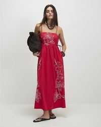 River Island - Midi Dress Cotton Broderie Tie Side - Lyst