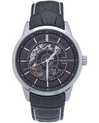 Heritor - Davies Semi-Skeleton Leather-Band Watch - Lyst