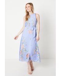 Oasis - Occasion Floral Pleat Belted Midi Dress - Lyst