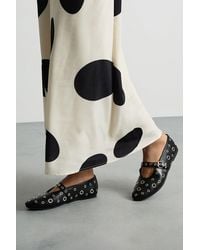 Faith - Freya Faux Leather Eyelet Mary Jane Ballerinas - Lyst