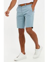 Threadbare - Sky 'Conta' Cotton Turn-Up Chino Shorts With Woven Belt - Lyst