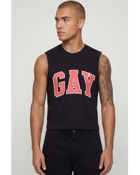 BoohooMAN - Shrunken Boxy Gay Slogan Tank - Lyst
