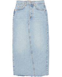 Raey - Split Back Organic Denim Midi Skirt - Lyst