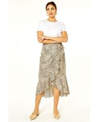 Gini London - Animal Print Ruffle Wrap Midi Skirt - Lyst