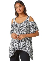 Roman - Aztec Cold Shoulder Hanky Hem Top - Lyst