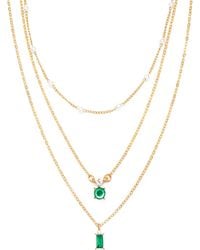 The Jewellery Stockroom - Plated Triple Layered Pearl And Emerald Necklace - Lyst