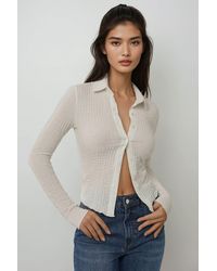 Hiccup - Slim Fit Textured Long Sleeve Top - Lyst