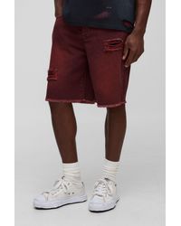 BoohooMAN - Relaxed Fit Ripped Tinted Jean Shorts - Lyst