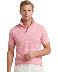 GANT - Polo Roze En Creme Gestreept Katoen 2 Knoops - Lyst