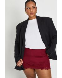 Boohoo - Plus Lace Trim Crepe Mini Skirt - Lyst