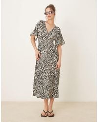 ASOS - Roll Sleeve Button Front Midi Tea Dress - Lyst