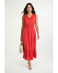 Wallis - Cotton Dobby Ruffle Maxi Dress - Lyst