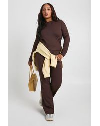 Boohoo - Plus Super Soft High Waist Flared Legging - Lyst